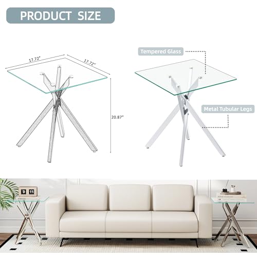 Glass End Table Set of 2 (Silver)