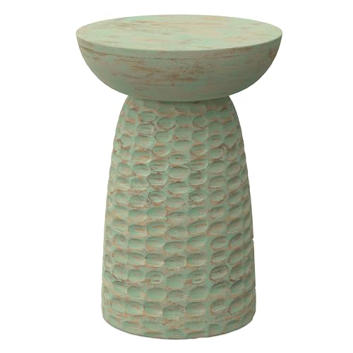 Boyd 13" Wide Solid Wood Round End Table in Green Wash (Green Wash / 13 inch)