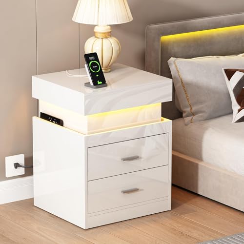 LED Nightstand Set of 2 (White / 2 Pack)