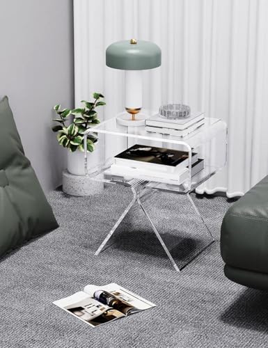 Acrylic Nightstand Bedside Side Table (Clear)
