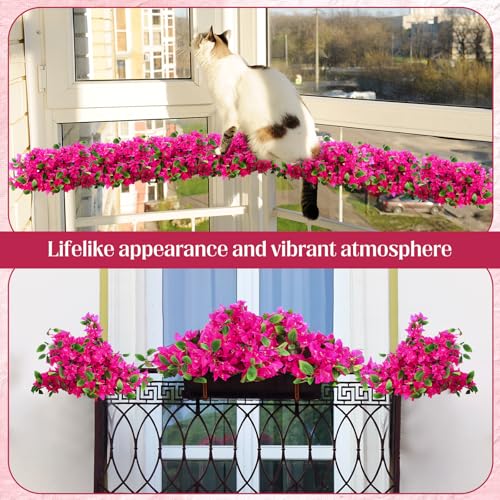30 Pcs Fake Bougainvillea Silk Flowers UV Resistant (Rose Purple)