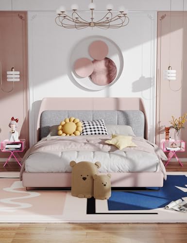 Acrylic Nightstand Bedside Side Table (Pink)