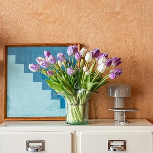 40pcs Artificial Tulips Flowers (40pcs Amethyst Set (No Vase))