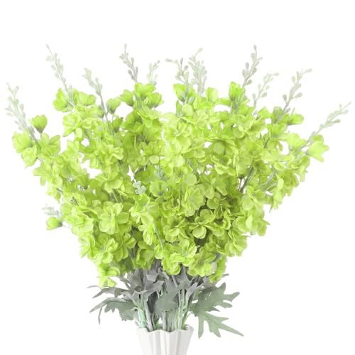 24 Pcs Green Delphinium Artificial Flower Bulk (34.25" / Green)