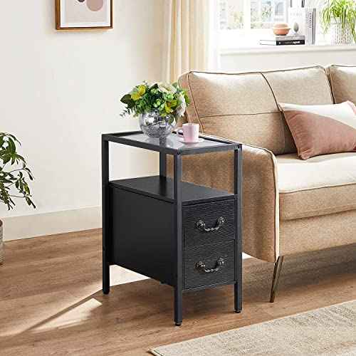 End Tables 24" Height Narrow Nightstands (Classic Black / Set of 1)