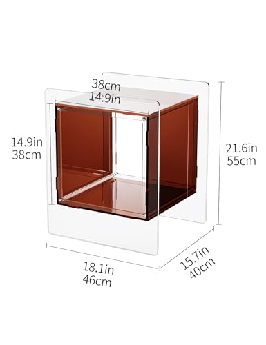 Acrylic Nightstand Colorful Bedside Table with Open Storage Shelf (Dark Brown)