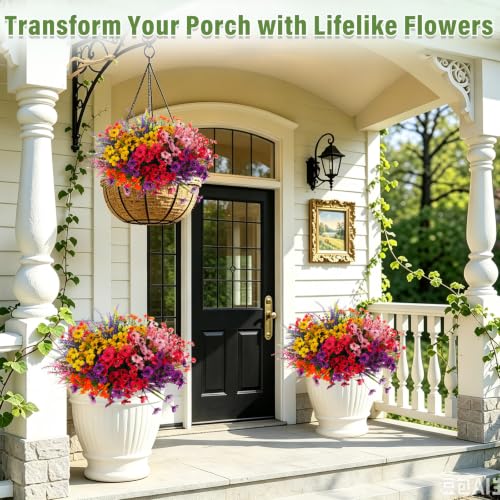 32 Bundles Artificial Flowers Plants for Outdoors (Colorful Artificial Flowers Plants)