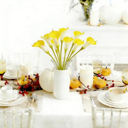 Yellow Calla Lily Artificial Flowers 25" Faux Calla Lillies (Yellow)