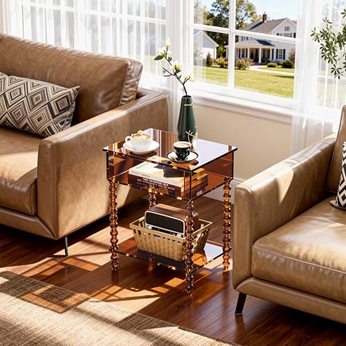 Acrylic Side Table (Dark Brown / Small)