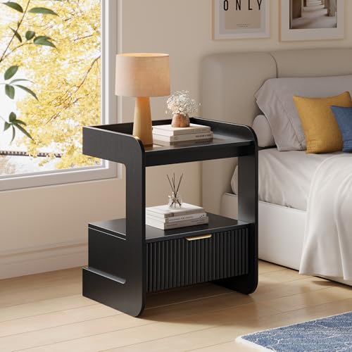 Fluted Nightstands Set of 2 (Black)