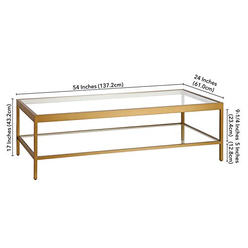54" Tempered Glass Top Coffee Table in Brass (Brass / 54" Wide)