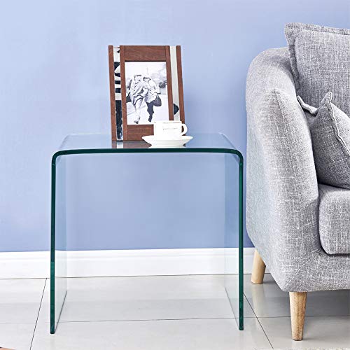 Tempered Glass Side Table (19.7"D x 19.7"W x 18.9"H / Clear)