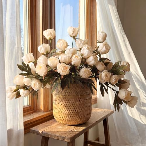 Faux Silk Peony Artificial Flowers Stem for Vase (Light)