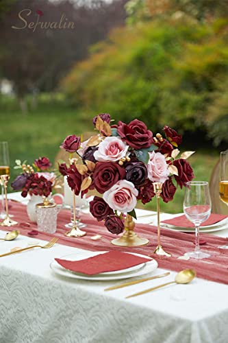 Burgundy Pink Artificial Flowers Combo (Burnt Burgundy / 1 Box)