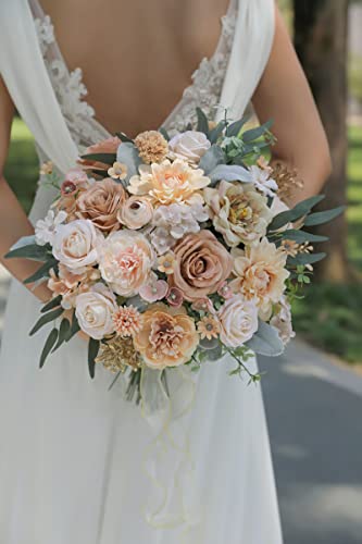 Artificial Flowers Combo Box Set Faux Flowers Bulk Flower Leaf with Stems for DIY Wedding Bouquets Centerpieces Baby Shower Party Home Decorations (Nude Color)