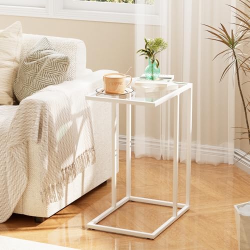 Small C Shaped Table for Sofa (White)