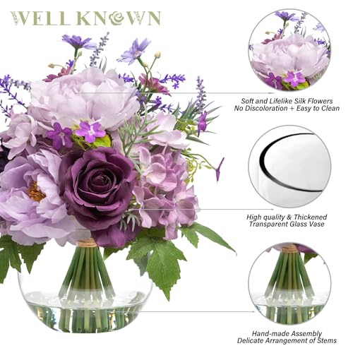 Artificial Flowers in Vase for Home Decor (Lavender Mixed)
