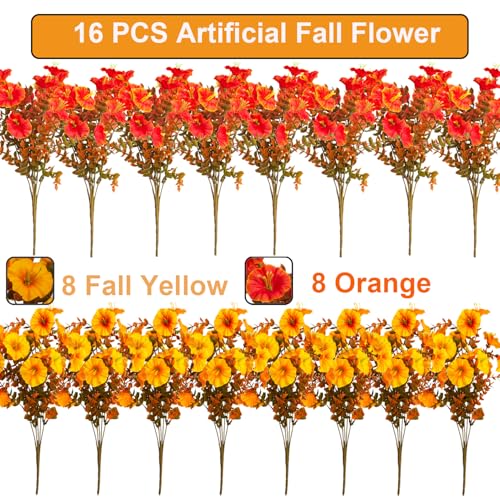 16 PCS Outdoor Fall Artificial Flower (Fall Mix)