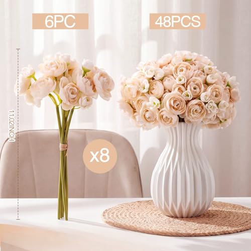 48 Pcs Ranunculus Artificial Flower (Champagne)