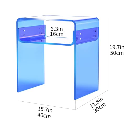 Clear Acrylic End Table 2 (Blue)