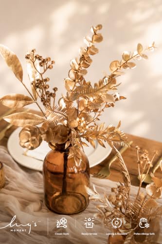 Artificial Faux Greenery Stems 33pcs Golden Fake Greenery (Gld-golden)