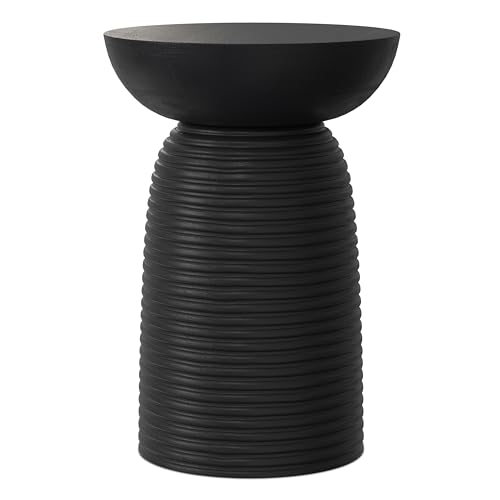 Boyd 13" Wide Solid Wood Round End Table in Black (Black / 13 inch)