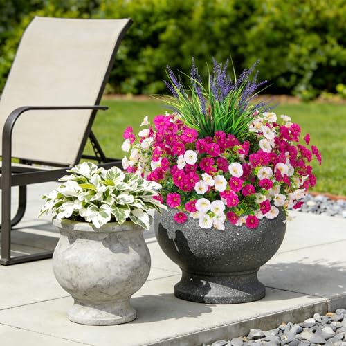 Artificial Flowers Fake Plants for Outdoors Decoration (Lightpurple White Lavender)