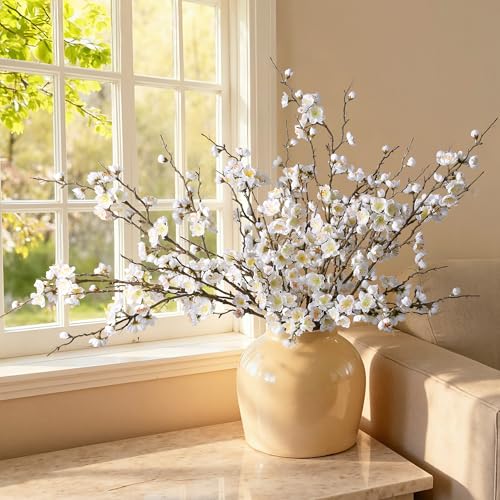 6 PCS Artificial Cherry Blossom Branches Spring Indoor Decoration (A-white)