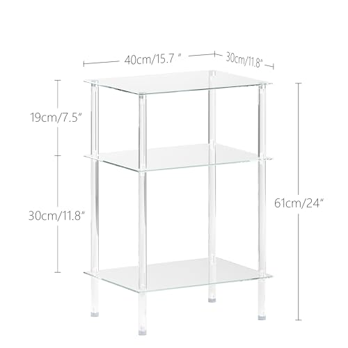 Tempered Glass Side Table (Transparent / 3 tier High)