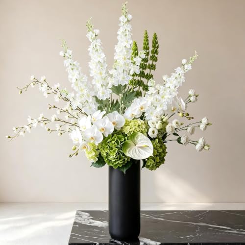 16Pcs White Delphinium Artificial Flowers 33.5" Long Stem Wedding Flower (White)