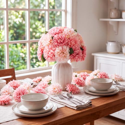100pcs Multi Pink Artificial Dahlia Flowers with Stem (Multi-pink)