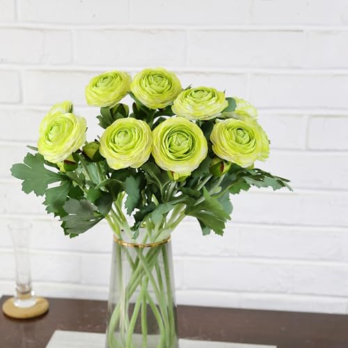 Green Artificial Ranunculus Flowers with Real Touch Stem (Green / 6)