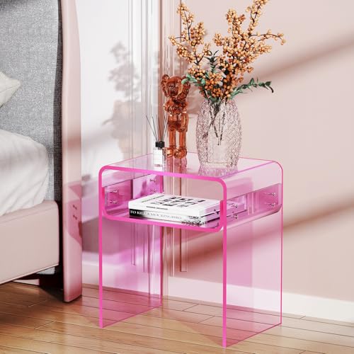 Clear Acrylic End Table 2 (Pink)
