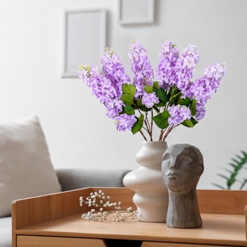 4PCS 30inch Lilac Artificial Flowers Purple Fake Delphinium Long Stem Silk Real Touch Flower Faux Lilac Floral Arrangement for Tall Vase Table Centerpieces Wedding Garden Home Decoration (30inch Purple / 4 Pcs)