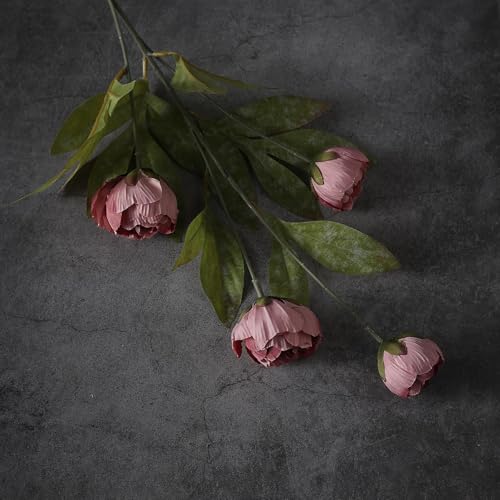 12 Pcs 27" Faux Silk Peony Artificial Flowers Stems for Vase (Warm Pink)