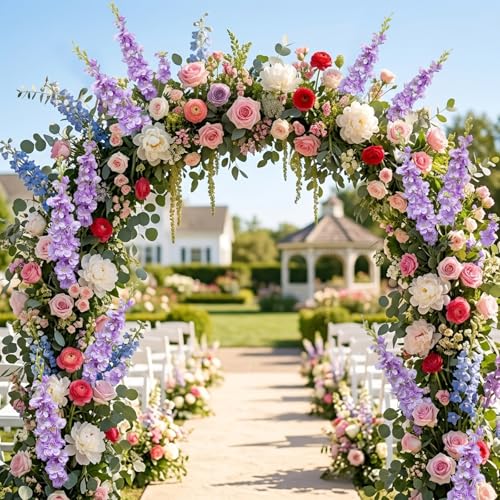 16Pcs Purple Delphinium Artificial Flowers 33.5'' Long Stem Larkspur Flower (Purpleii)