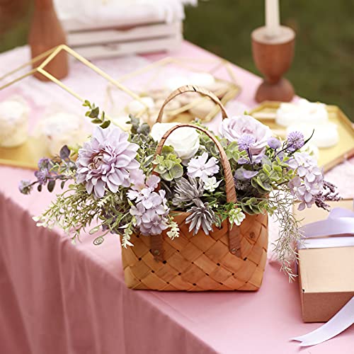 Artificial Flowers Combo for DIY Centerpieces Arrangements Wedding Bridal Bouquet Table Chair Candle Holder Baby Shower Cake Flower Home Decor (White&purple)