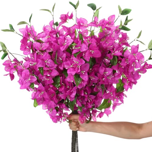 16 Pcs Fake Bougainvillea Bulk Silk Flower UV Resistant (Rose Purple)