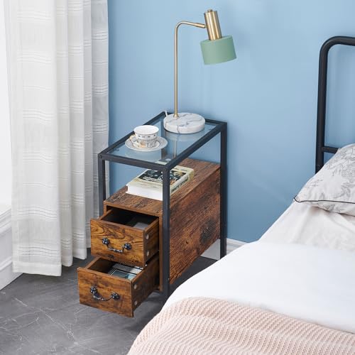 End Tables 24" Height Narrow Nightstands (Vintage Brown / Set of 2)