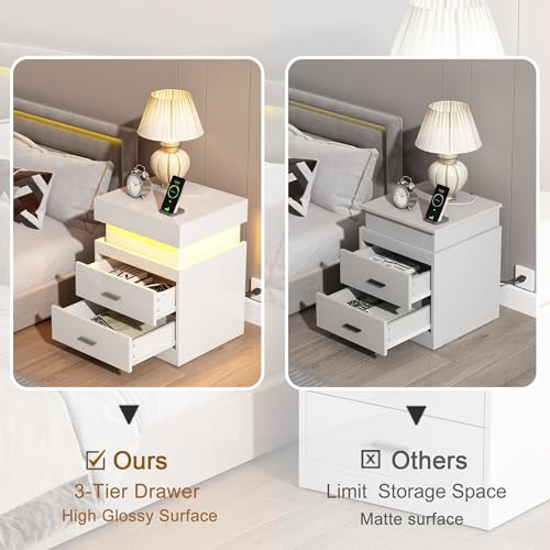 LED Nightstand Set of 2 (White / 2 Pack)