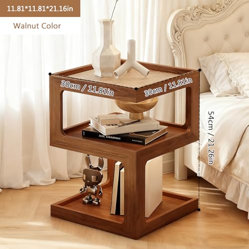 3 Tier Nightstand (Walnut Color / 11.81*11.81*21.16in)