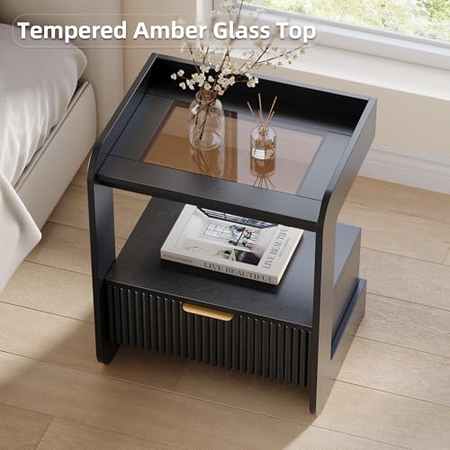 Fluted Nightstands Set of 2 (Black)