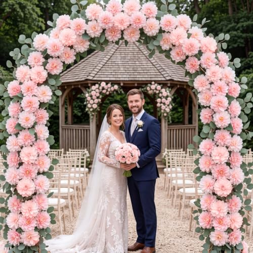 100pcs Light Pink Artificial Dahlia Flowers with Stem (Light Pink)