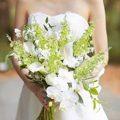 16Pcs Green Delphinium Artificial Flower 33.5'' Bells of Ireland Flowers (Light Green)