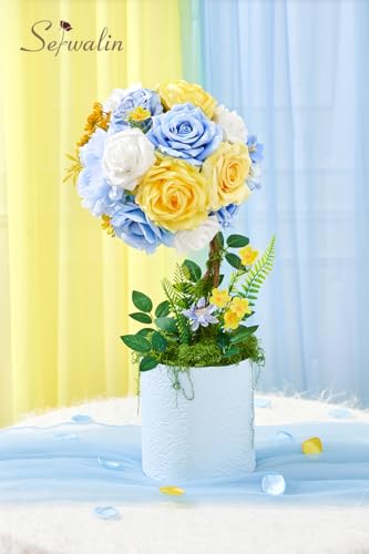 Artificial Blue & Yellow Flowers (Yellow and Light Blue / 1 Box)