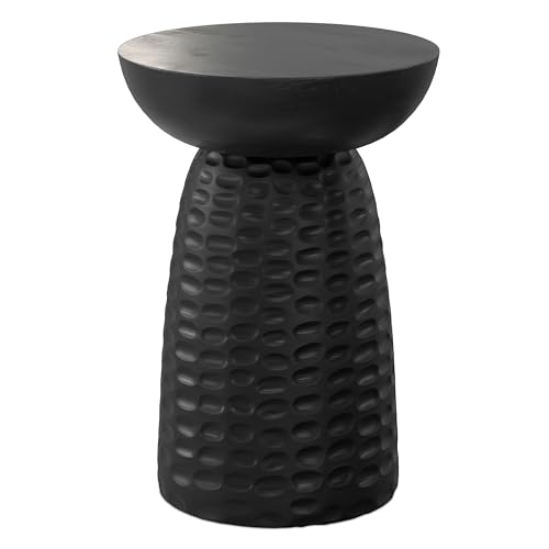 Boyd 13" Wide Solid Wood Round End Table in Black (Black / 13 inch)