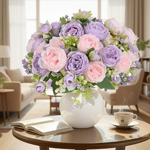 Peonies Artificial Flowers Bouquet (Light Purple)