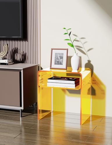 Clear Acrylic End Table 2 (Yellow)