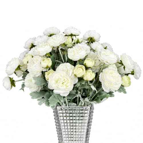 Artificial Flowers White Peonies 20pcs 60Heads Bouquet Fake Peonies Artificial Ranunculus Flowers for Indoor Faux Floral Arrangements Home Table Kitchen Wedding Party Farmhouse Decor ﻿ (White(20pcs))