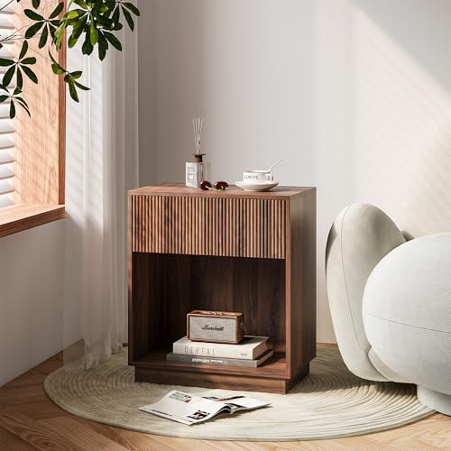 Fluted Nightstands Set of 2 (Walnut)